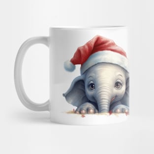 Christmas Peeking Baby Elephant Mug